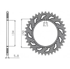 SUNSTAR ZĘBATKA TYLNA 489 50 KAWASAKI KX/KXF `84-'20 (JTR460.50) (ŁAŃC. 520) (48950JT)